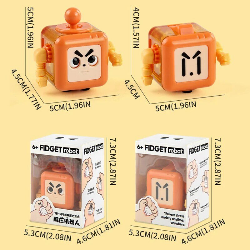 재미있는 빅 아이즈 로봇 큐브 감압 장난감, 6 면 재생 가능한 감각 장난감, 스트레스 해소, 어린이 성인 선물