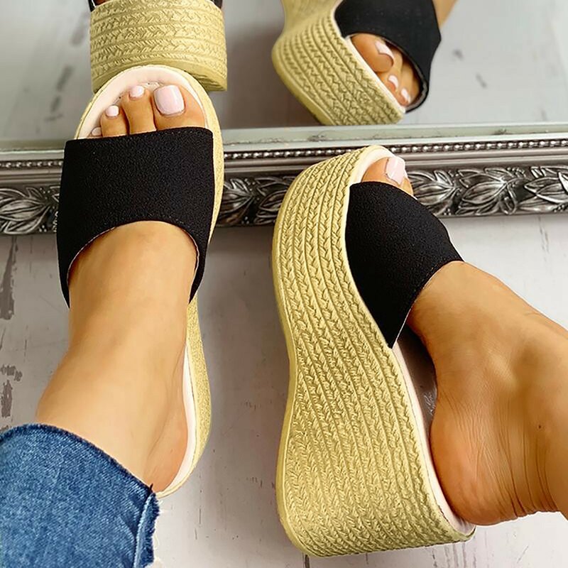 Sandálias de salto alto peep-toe para mulheres, cunhas, sapatos plataforma, casual, verão, novo, moda, 2024