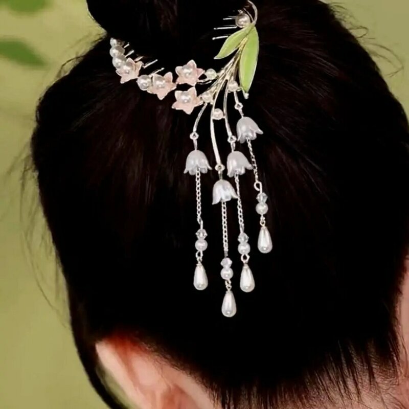 Pinza fija para moño de pelo, pinza pequeña para el pelo, bonita y elegante flor, fijador de estilo coreano, placa para el pelo, hebilla