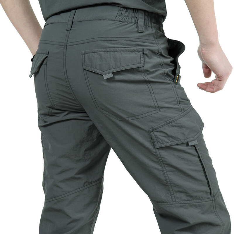 Pantalones largos militares informales ligeros de verano para hombre, impermeables, de secado rápido, para acampar, pantalones tácticos, transpirables
