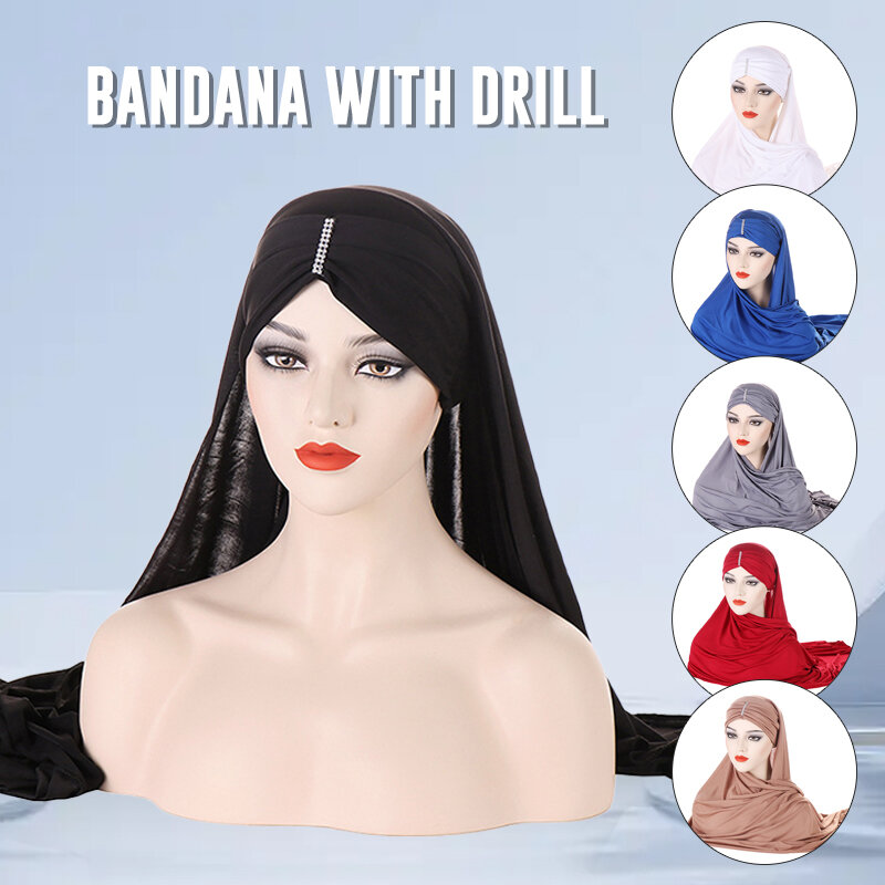 Mulheres muçulmano hijab lenço longo cor sólida muçulmano cachecol headwrap xales islâmicos capa completa envoltório lenço turbante caps xale
