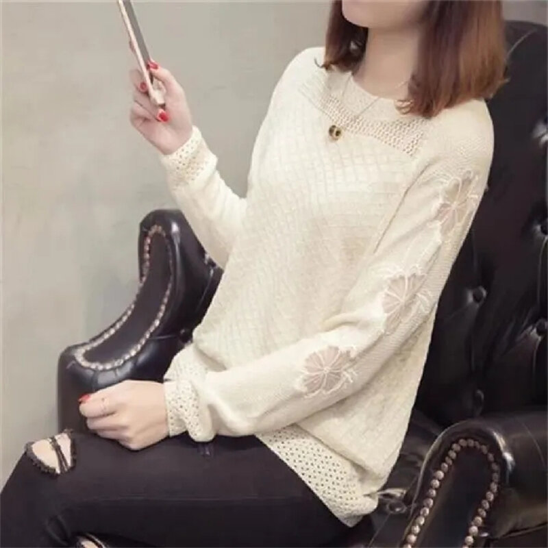 Женский трикотажный свитер с вырезами, короткий свободный джемпер в Корейском стиле, весна 2023