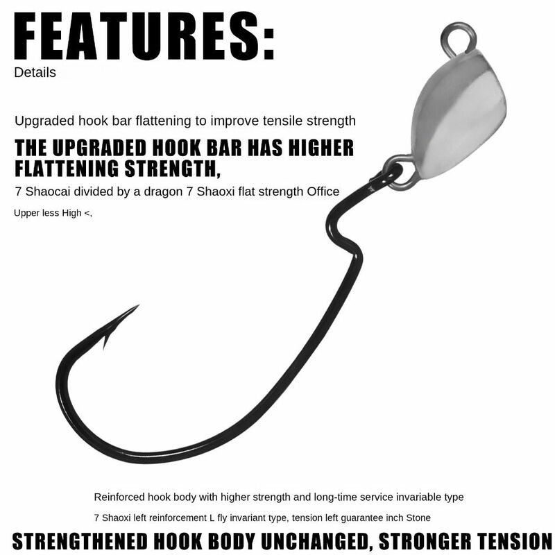 Turn Ring Sequins Lead Weight Head hook 3.5g 5g 7g 10g Soft Lure Barbed Hooks Carbon Steel Sharp Fishing Hook Fishing Tackle
