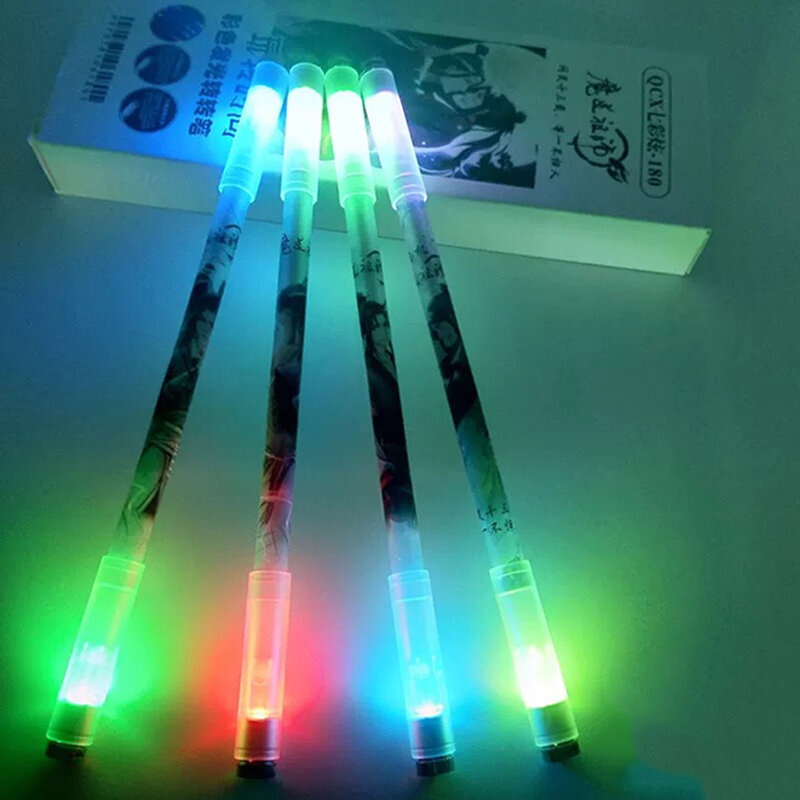 Rotativa LED Flash Gel Pen com Luz para Estudantes, Caneta Giratória, Bom para Pensar Crianças, Presente Spinner, Moda Legal, 0.5mm, 1Pc