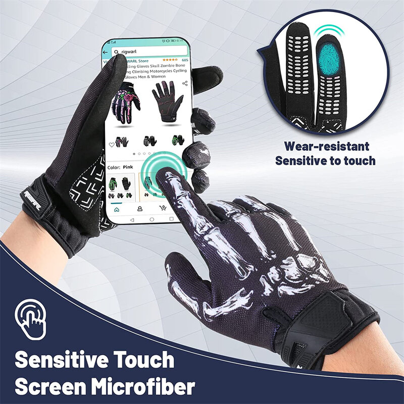 Touchscreen Non-Slip Skeleton Motorcycle Gloves for Men and Women Joker Gloves for Cycling Dirt Bike Mountain Bike and Riding