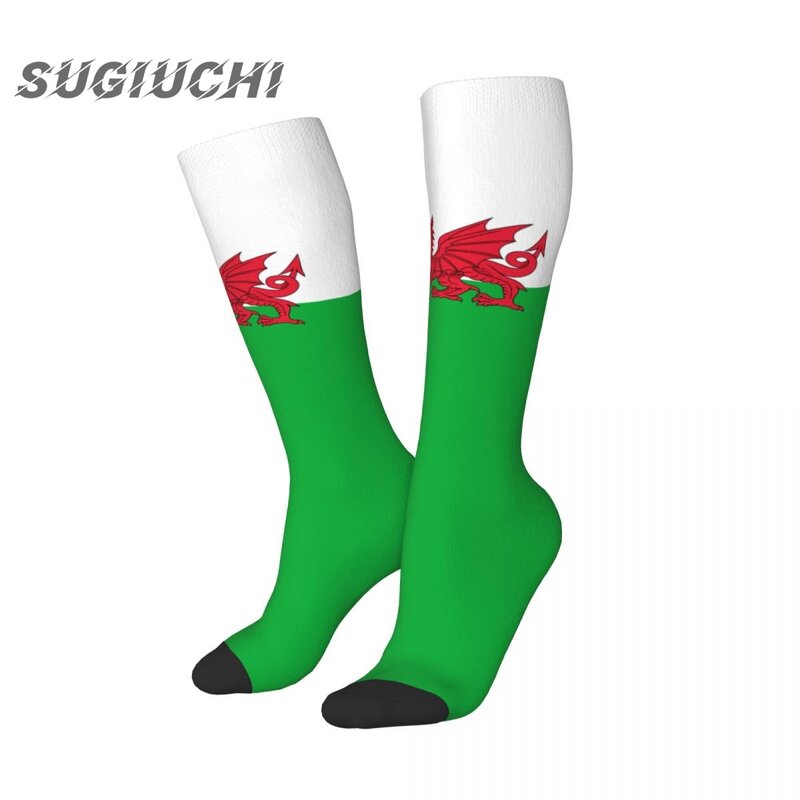 Wales cymru ถุงเท้าพิมพ์ลาย3D ผ้าโพลีเอสเตอร์สำหรับผู้ชายผู้หญิงถุงเท้าลำลองคุณภาพสูงถุงเท้าแนวสตรีทถุงเท้าสเก็ตบอร์ด