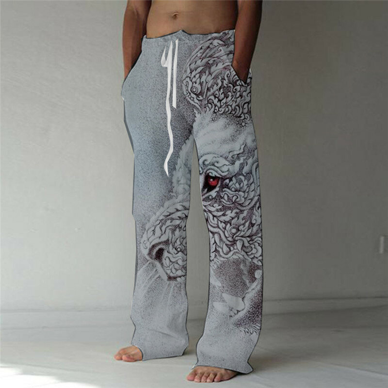 Spodnie męskie spodnie na lato spodnie plażowe ze sznurkiem elastyczne w talii proste nogawki tęcza w stylu kreskówki nadruki graficzne wygodne codzienne Dail