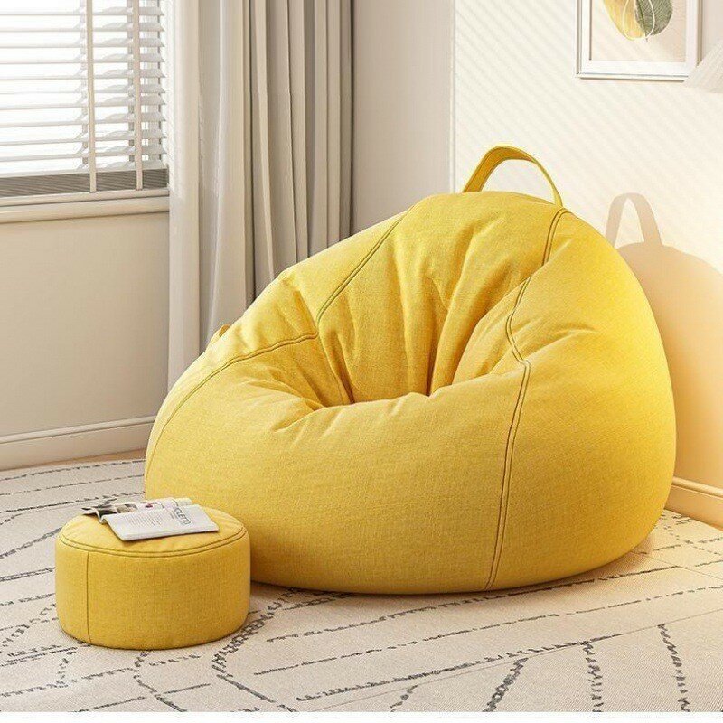 Lazy Sofas Chairs With Pedal Pillow Floor Linen Cloth Lounger Seat Bean Bag Pouf Puff Couch Leisure Tatami Living Room Household