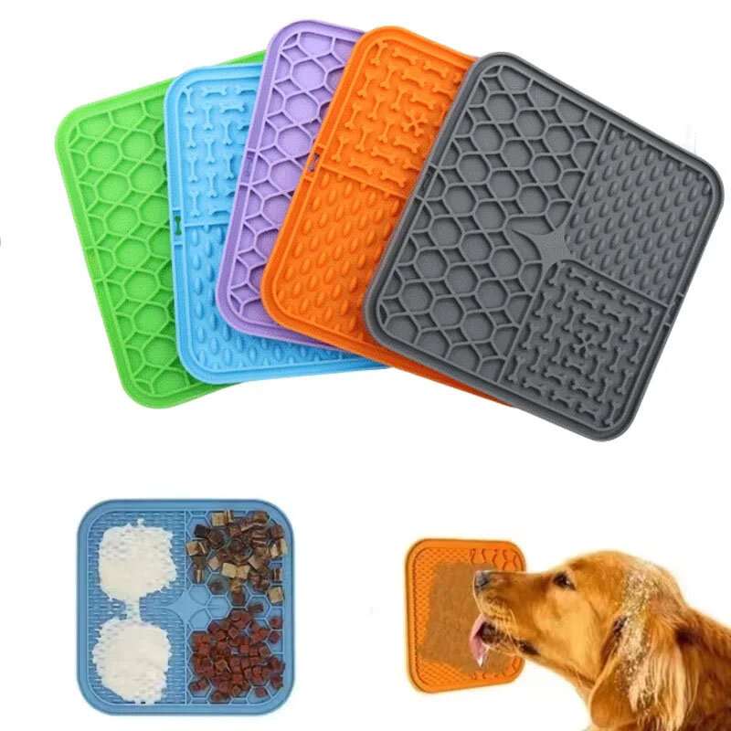 Lick alas silikon hewan peliharaan, untuk anjing peliharaan piring makanan lambat distraksi silikon penyedot anjing latihan makanan perlengkapan makan anjing