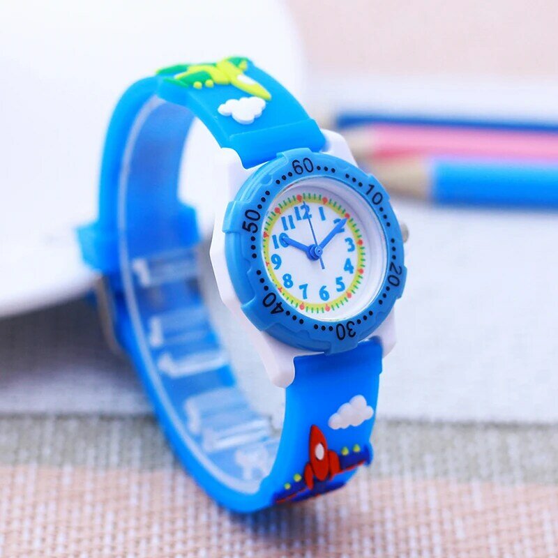 Mężczyzna dzieci chłopcy dziewczyny obracające tarcze fajne samolot bojowy 24-godzinne zegarki kolorowe cyfrowe silikonowe zegarek zapobiegają pękaniu