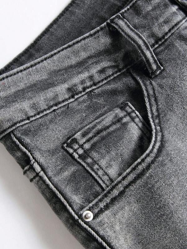 بنطلون جينز مطاطي مع ثقوب للرجال ، جينز ممزق ، خصر مرن ، بنطال غير رسمي ، مقاس ضيق ، بنطلون مستقيم ، قطع قماش ممزقة ، ملابس شارع