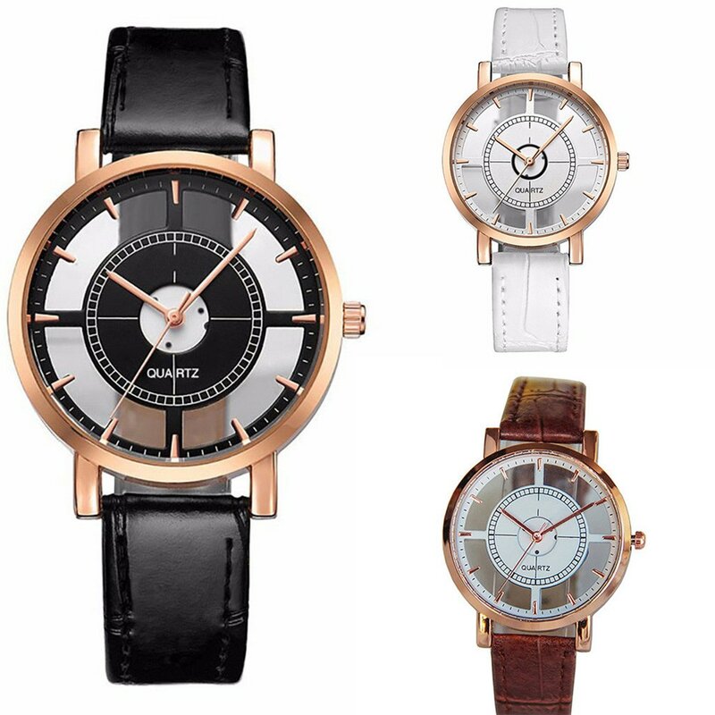 Relógio de quartzo elegante exclusivo para mulheres, elegante exclusivo, duplo oco out relógios, elegante clássico, relógio de pulso casual com todos os fósforos