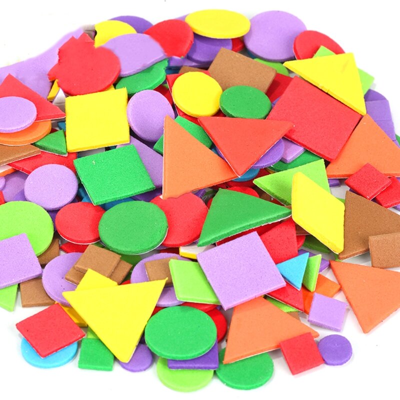 HUYU 1-3CM 150PCS/Bag Geometric Kindergarten Self-adhesive Sticker, EVA DIY Sponge Patch Pattern Color Stickers