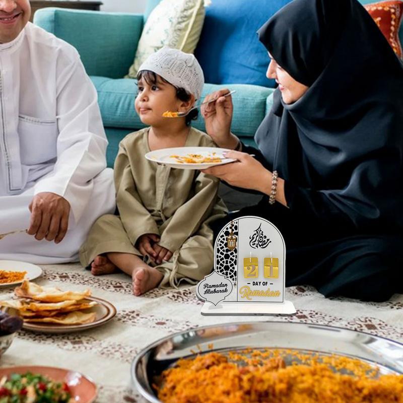 Acrílico Eid Contagem Regressiva Calendário, Decor Mesa Decorativa, Eid Presente para Crianças