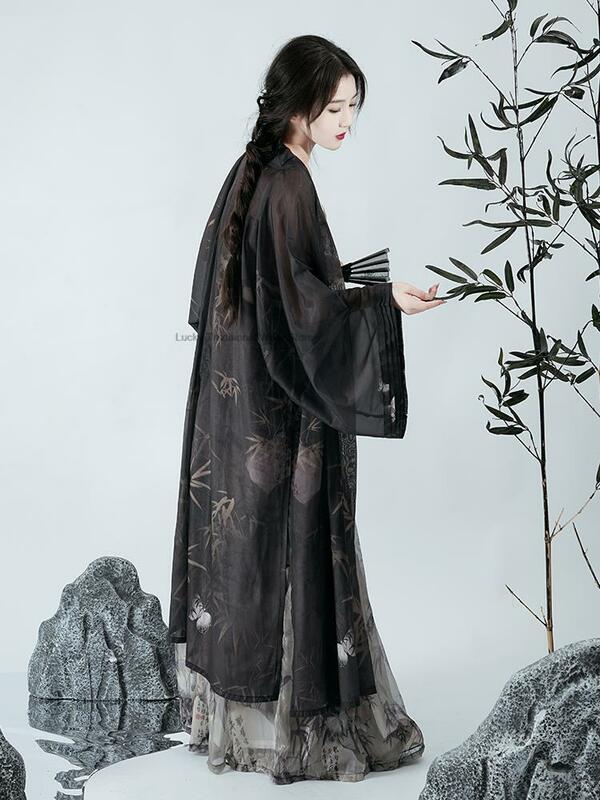 Hanfu kostum kuno anak perempuan, Hanfu asli rok pinggang kerah Hanfu pakaian Hanfu kuno sehari-hari