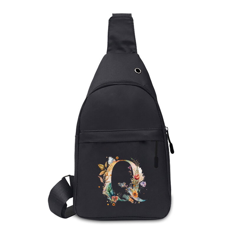 New Men's and Women's Universal Floral Letter Printing Pattern Outdoor Leisure Multifunctional Travel Crossbody Shoulder Bag