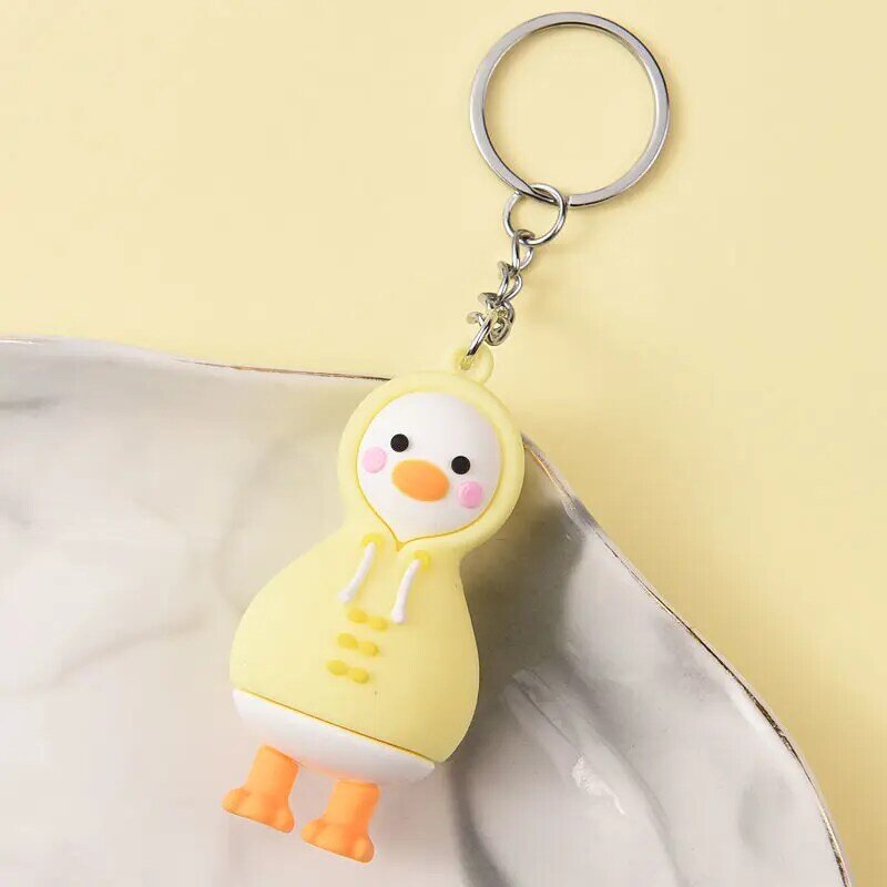 Cute Travel Duck Silicone Keychain, pescoço torto, garrafa de leite Animal, School Bag Pendant, Key Accessories, Friend Gift, Children, New