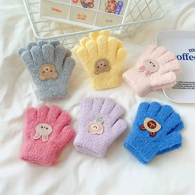 1 para rękawiczek dla małego chłopca i dziewczynki koreańska moda animowana rękawica dla niemowląt jesienna ciepła rękawica zimowa akcesoria dla dzieci