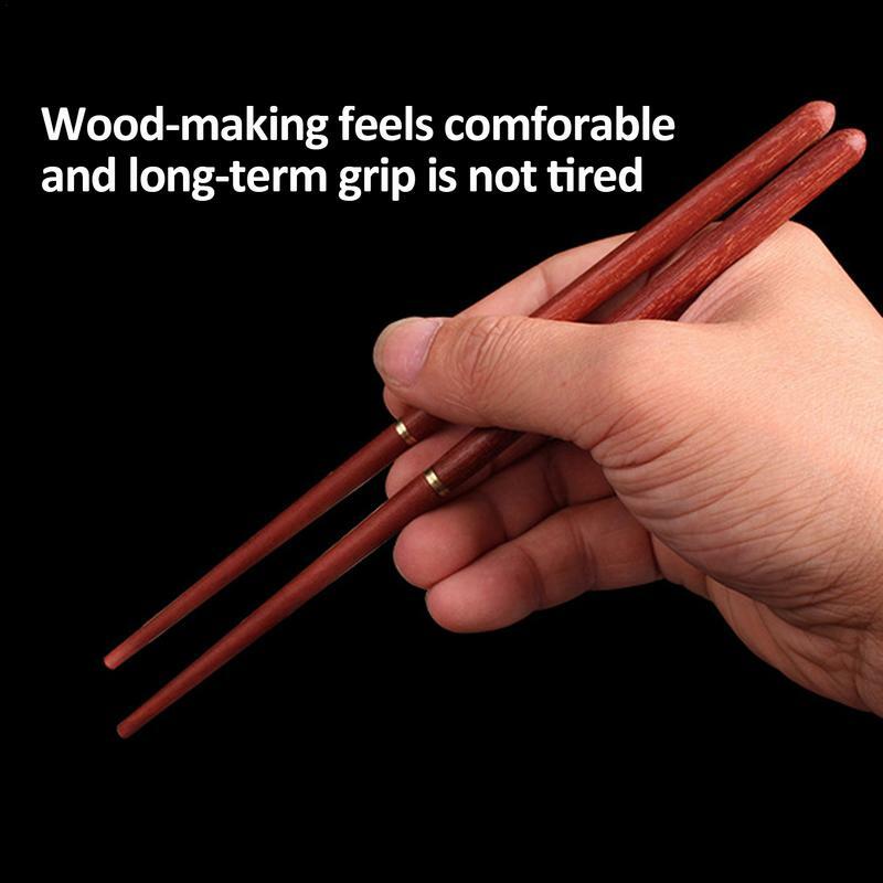 Collapsible Chopsticks Metal Reusable Chopsticks Folding Chopsticks Wooden Portable with Carry Bag Travel
