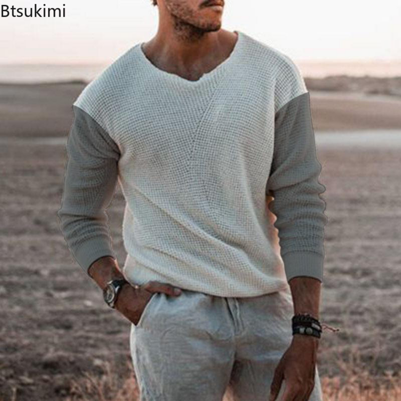 2023 Men's Knitted Loose Sweater Spring Autumn Cozy Pullover Tops O-Neck Fashion Sweater Male Fashion Clothing Sweater Men Tops