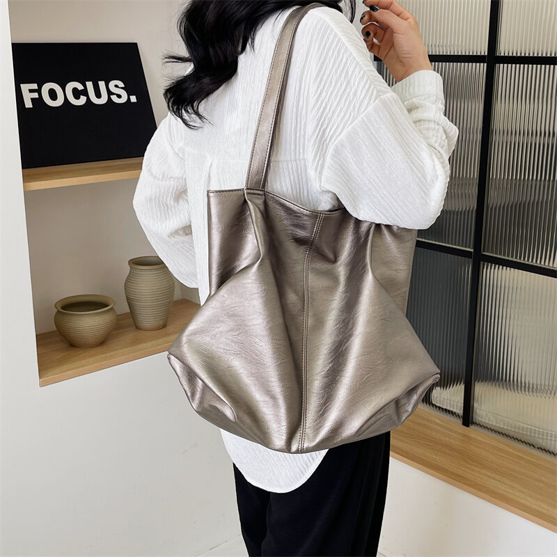 Black Women's Bag Large Capacity Shoulder Bags High Quality PU Leather Handbags and Purse Female Protable Shopping Bag Tote ﻿