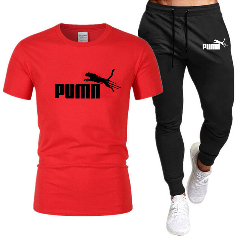 Summer Cotton T-Shirt Pants Set For Man Hot Sell Casual Fitness Jogger 2 Piece Suits New Short Sleeved Men's Tracksuit