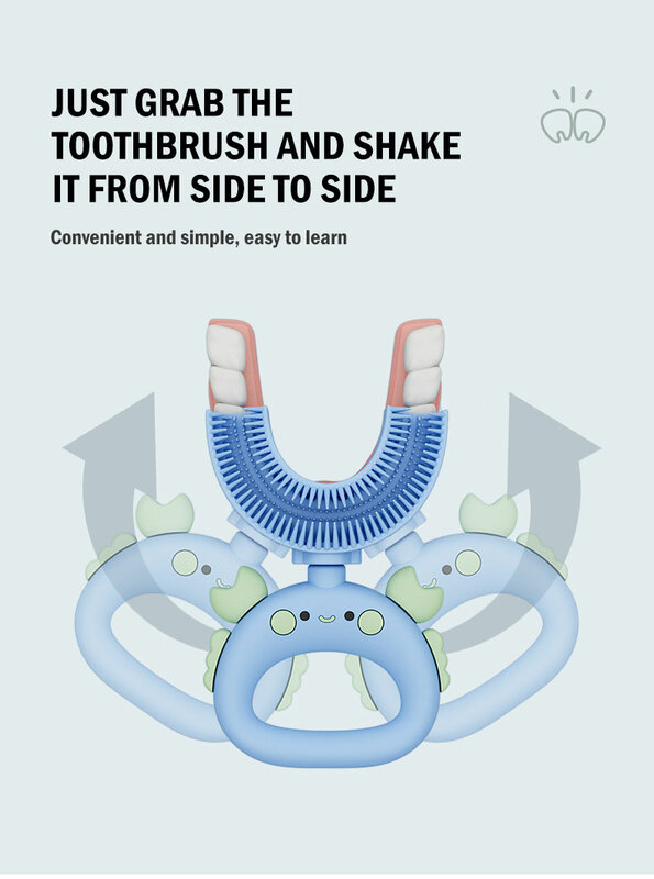 Sikat gigi anak-anak berbentuk U 360 derajat lembut cocok sikat silikon bayi untuk Perawatan balita membersihkan hadiah kartun