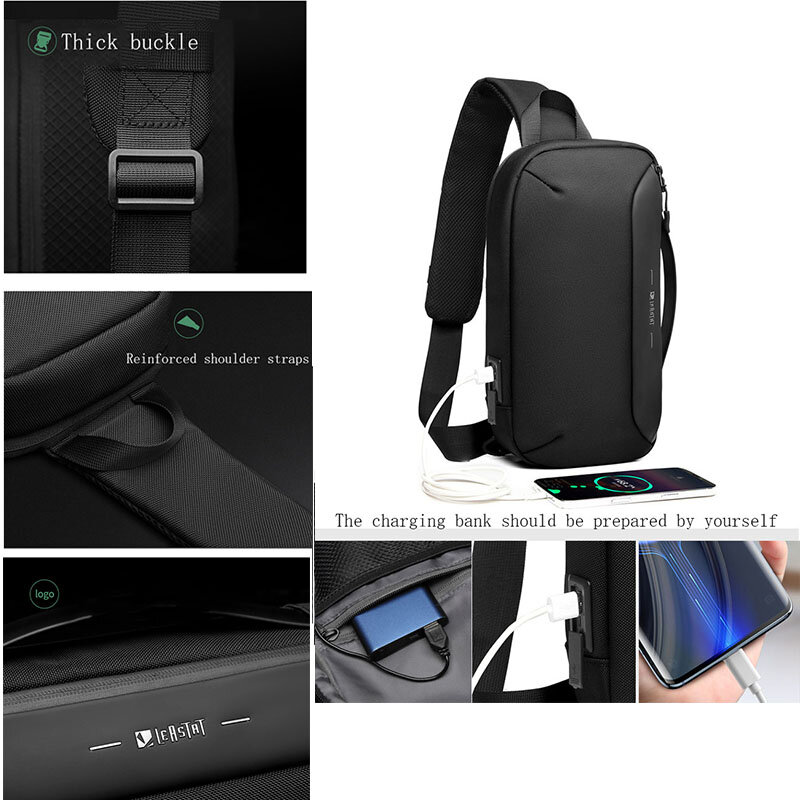 Men Anti-theft Multifunction USB Shoulder Bag Waterproof Travel Messenger Crossbody Sling Chest Bag Pack For Male Women Female