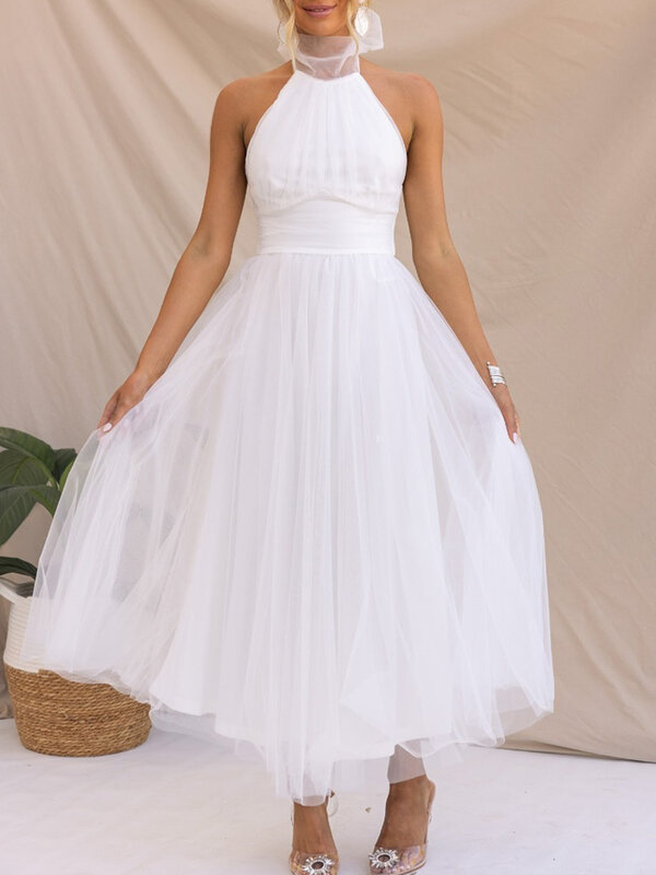 Seksowny rękaw damski poszerzany typu Lantern V Neck sukienka Maxi w jednolitym kolorze elegancka jesienna damska gaza Party Dress Fashion Femme Princess Dress Vestidos
