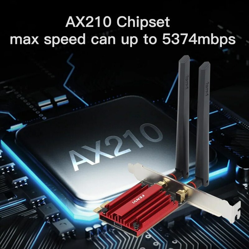Подборка AliExpress Wi-Fi 6E AX210, 5374 Мбит/с, три диапазона, 2,4G/5G/6 ГГц, беспроводной PCIE-адаптер, совместимый с Bluetooth 5,3, сетевая Wi-Fi-карта для ПК Win 10/11