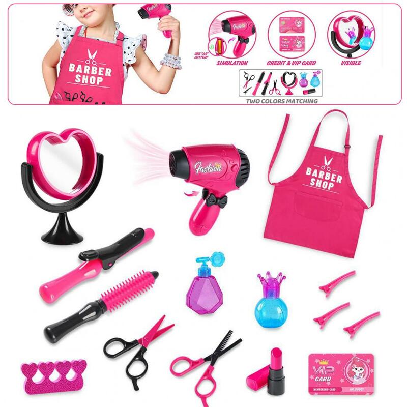 Girls Toys Hair Tool Toy Set for Little Girls 15-piece Fun Play House Kit with Handbag for Pretend Barber Experience Girls