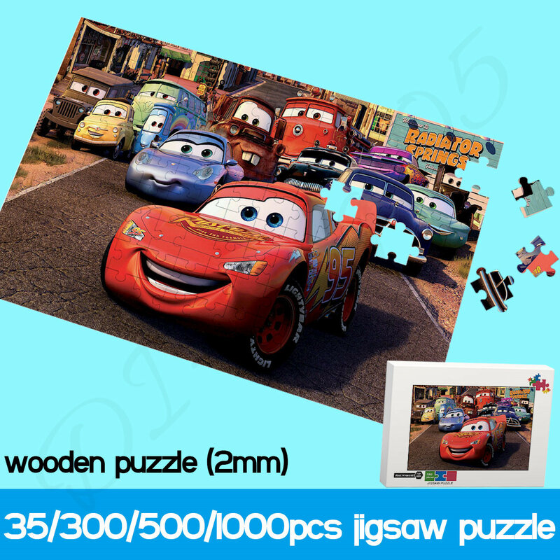 Disney Animated Film Cars Jigsaw Puzzles for Kids 35 300 500 1000 Pieces of Wooden and Cartoon Puzzles Unique Educational Toys