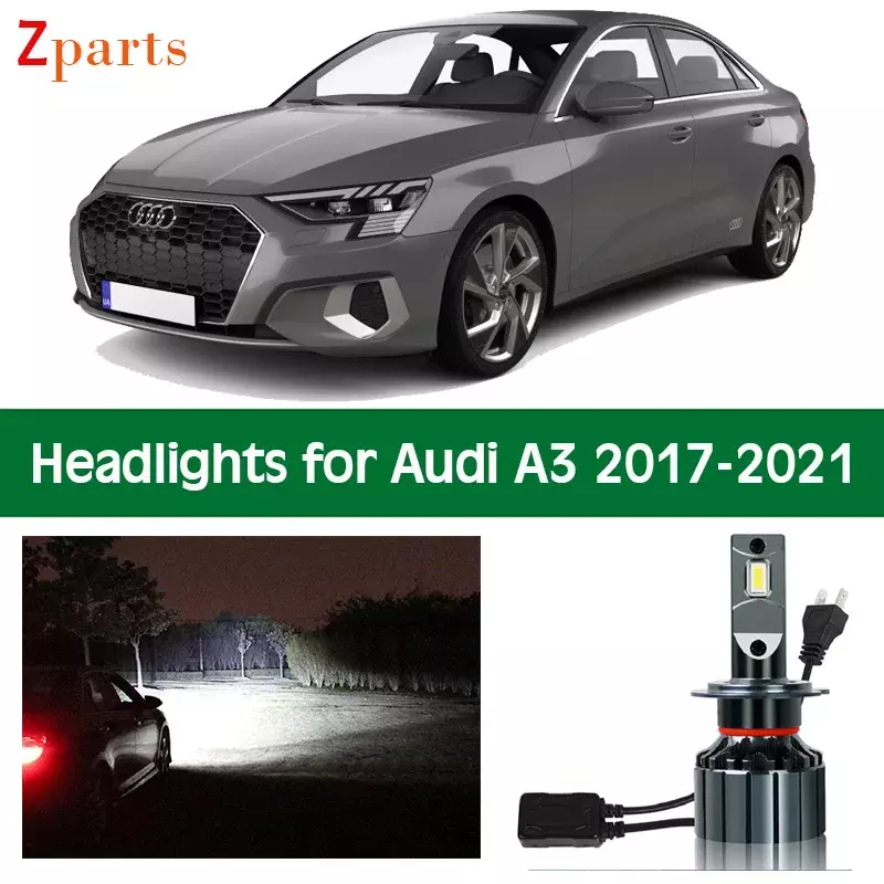 Lámparas de coche para Audi A3 2017-2021, faros de luz de cruce, luces de carretera, superbrillantes, accesorios de lámpara de iluminación de 12V