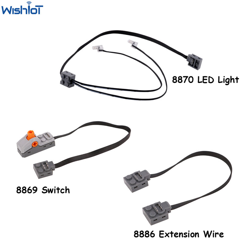 Power Funktionen 8870 LED Licht Link Linie Kabel 8886 Verlängerung Kabel Draht 8869 Polarität Schalter MOC Technische für Zug Fahrzeug