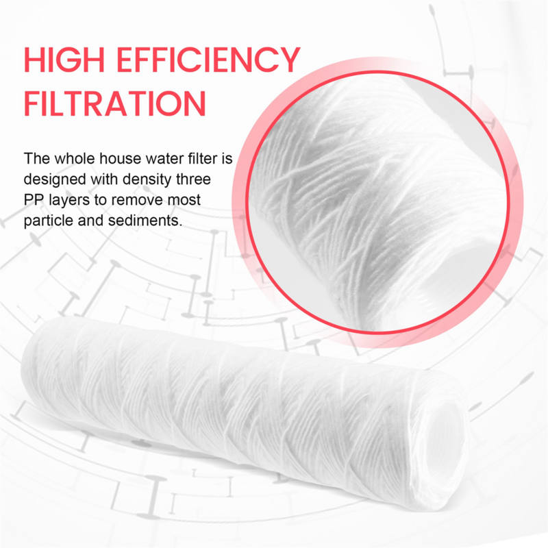 Cartouche filtrante en coton PP pour supporter ficateur d'eau, ficelle de 10 pouces, 5 micromètres, filtre Sedmient, 3 pièces