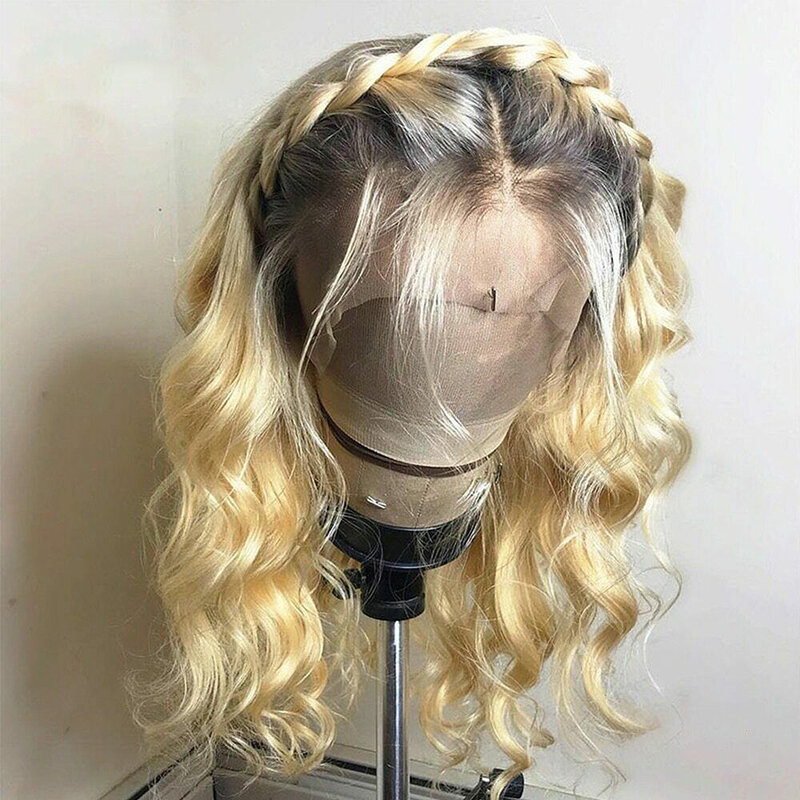 Blonde 13x6 lace frontal wig Human Hair Colored Ombre 613 blonde deep water wave HD Transparent Lace wigs PrePlucked Ombre Brown