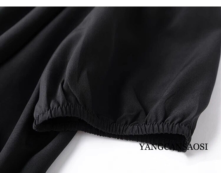 2024 Women's Fashion Office New 100% Natural Silk Crepe De Chine V-neck Bubble Sleeves Wrapped Waist French Short Sleeve Shirt