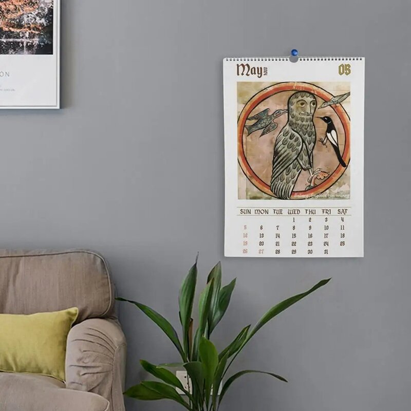 Ugly Owl Wall Calendar 2024 Dargon New Year Hangable Calendar 2024 12 Month Planner Bird Paintings Gift