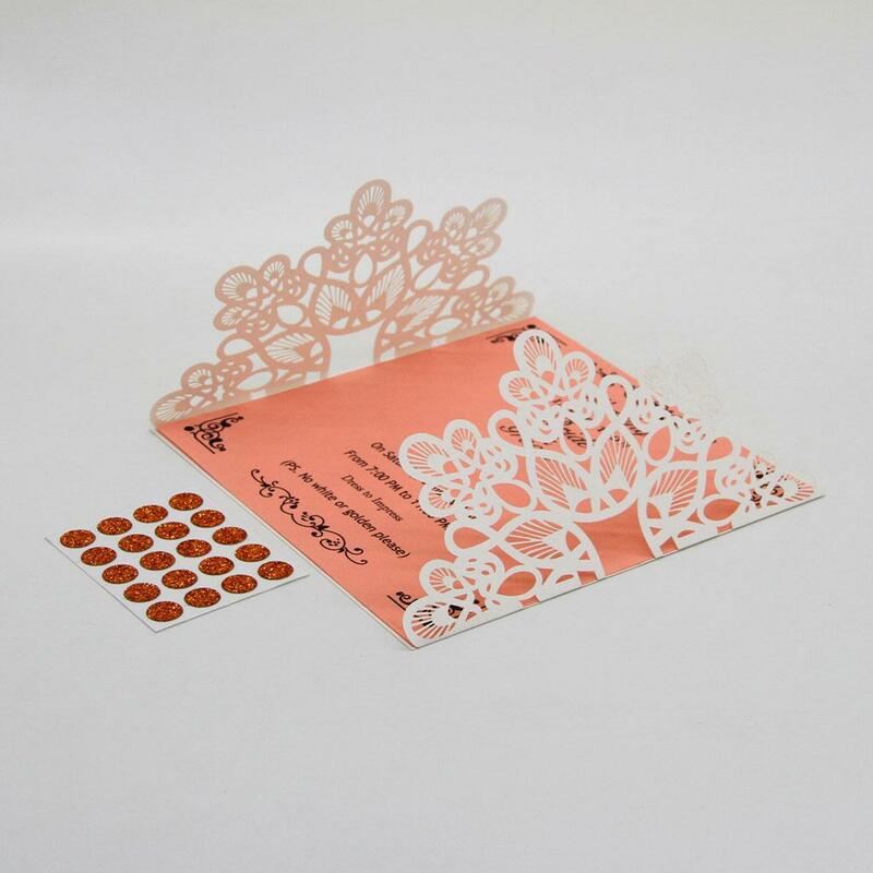 레이스 및 할로우 패턴 카드 스톡 삽입 봉투 스티커, 우아한 청첩장 카드 키트, 10 개