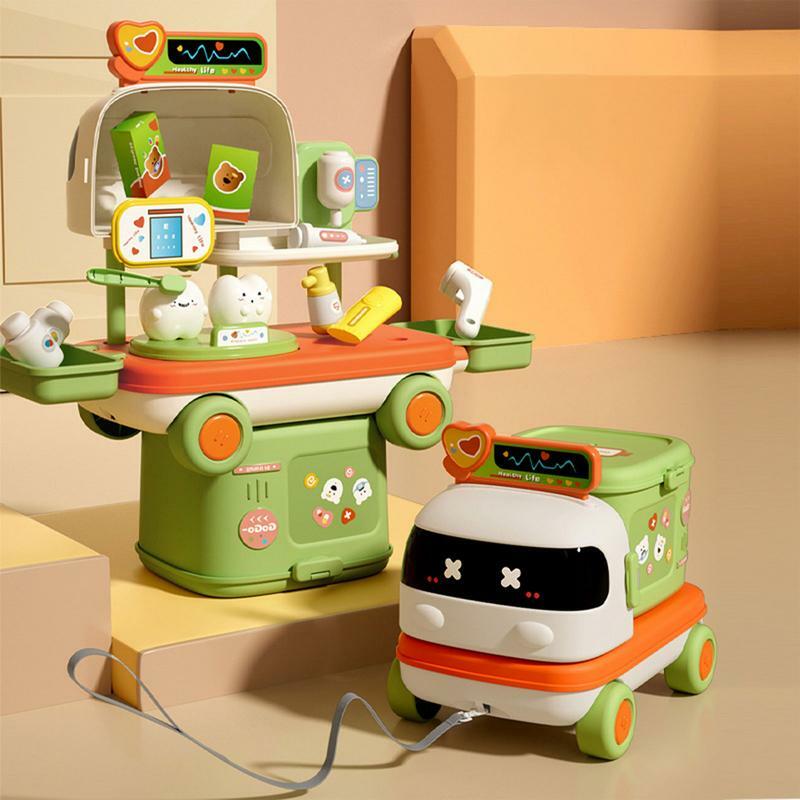 Jouet de cuisine en forme de voiture pour enfants, jouet de maquillage de simulation, ensemble de jeu créatif pour petite fille, kit de docteur sûr