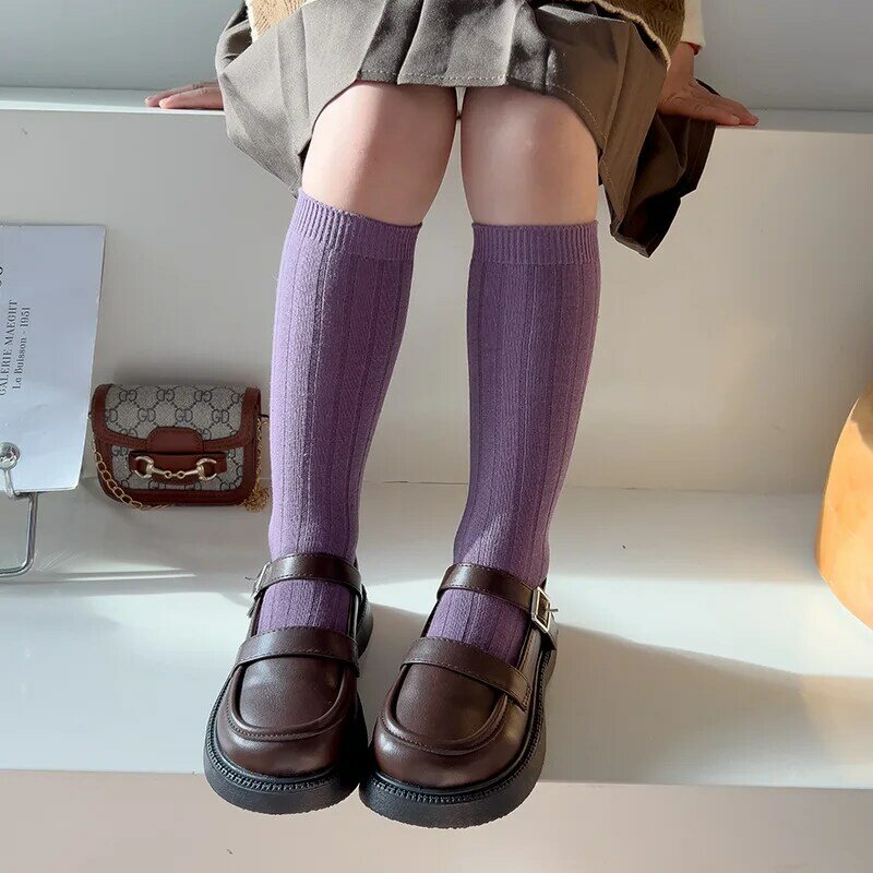 Boys and Girls 'Knee High Soft Cotton Socks, meias de uniforme escolar infantil, meias quentes para bebês, outono, inverno, Espanha, 1-9 anos