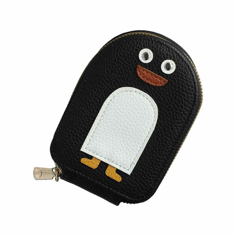 Cartera de piel sintética con diseño de pingüino para mujer, tarjetero portátil con diseño de dibujos animados, ideal para tarjetas de crédito al aire libre, K1S8