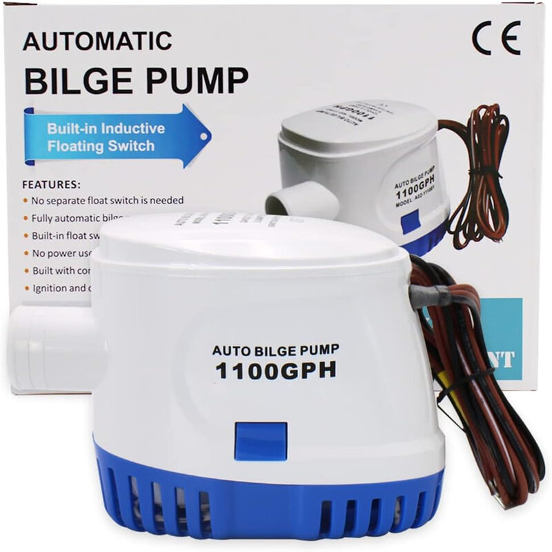 1pc Water Pump 12V Automatic Boat Bilge Pump Electric 1100GPH Boat Accessories Marine 12 Volt Submersible Seaplane Houseboat