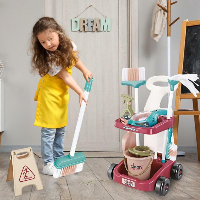 Guojiajia Simulation Vacuum Cleaner Tool Set, Brinquedos de limpeza de vida simulada para crianças, limpeza e saneamento, 16 20pcs