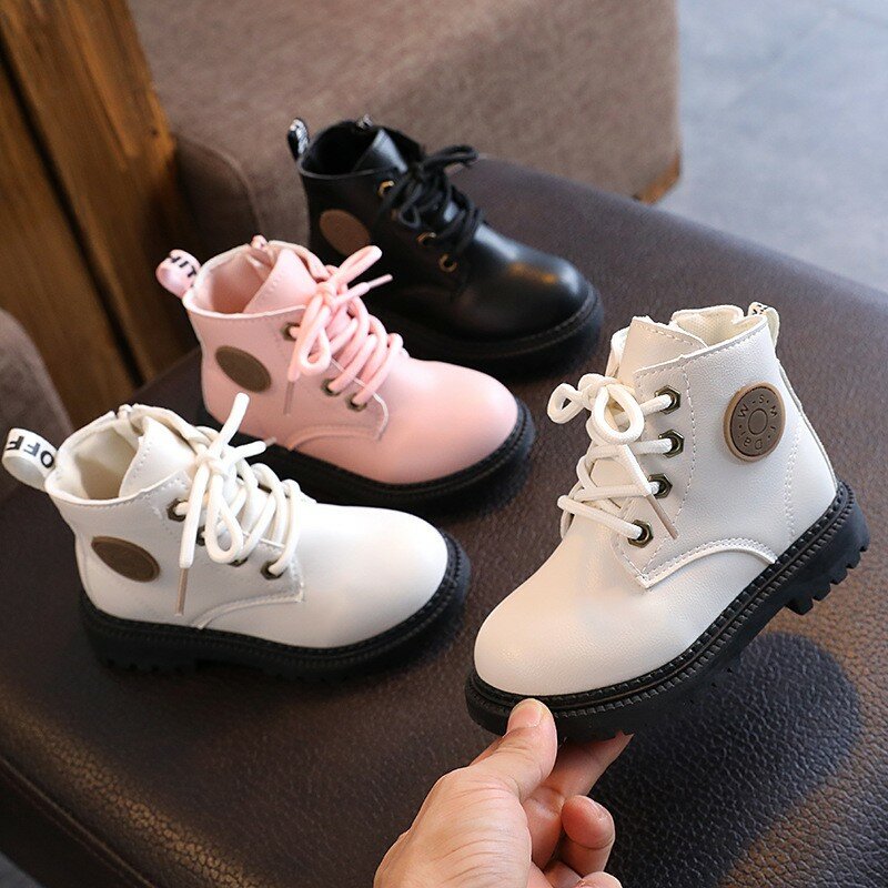 Детская обувь, зимние ботинки для девочек, обувь Martin, Детские ботильоны для малышей, модные зимние ботинки из искусственной кожи для мальчик...