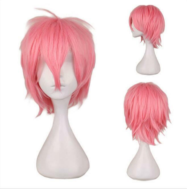 Cosplay short Wig Black white purple blue red  high temperature fiber Synthetic Wig Party Wig multi