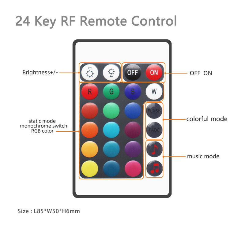 Smart LED WiFi Controller Wireless 24 chiave RF telecomando per RGB BGR RGB LED strisce di supporto modalità di controllo vocale di temporizzazione musica