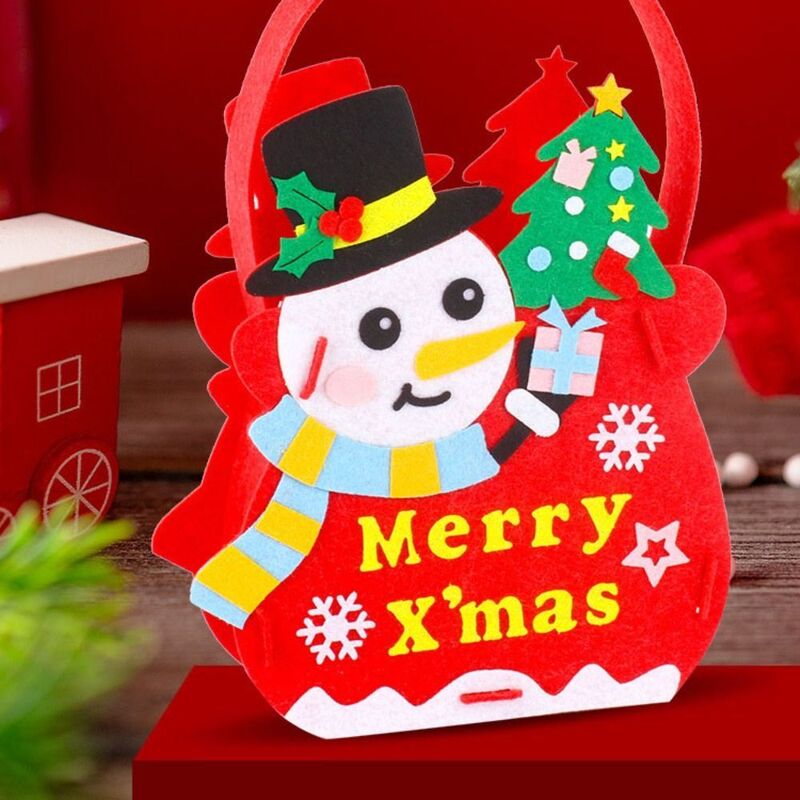 DIY Cartoon Felt Christmas Tree Snowman Santa Claus Bag Kids Toys For Children Kindergarten Decoration Crafts Educational Toys