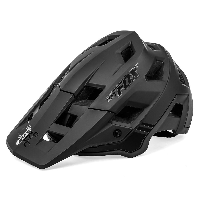 BATFOX-Capacete de bicicleta para homens, capacete de mountain bike, preto fosco, capacetes de ciclismo, capacete MTB masculino
