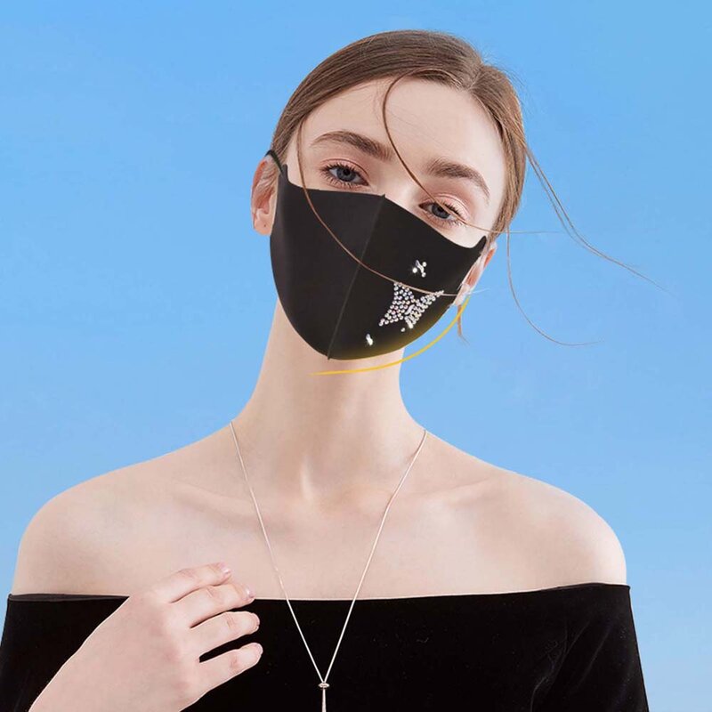 Adjustable Safe Breathable Rhinestone Anti-Pollution Reusable Anti-Dust Ice silk Face Mask Face Cover Health Care Dust Mask